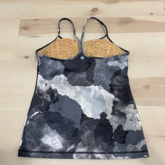 Lululemon Power Y Tank White Coal Tinted Canvas Super Women's 8 Workout Athletic - Picture 8 of 13